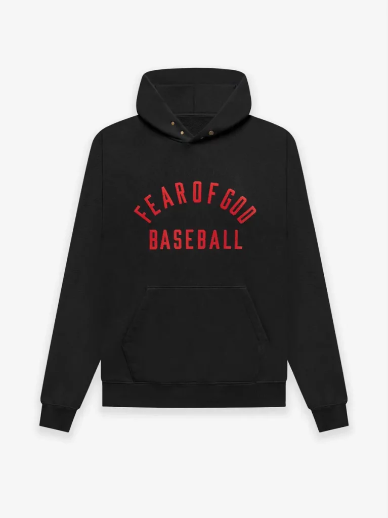 fear of god baseball hoodie black